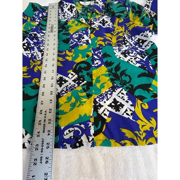 Worthington Essentials Women's Button Down Long Sleeve Top Geo Print Size 12 - Picture 8 of 8